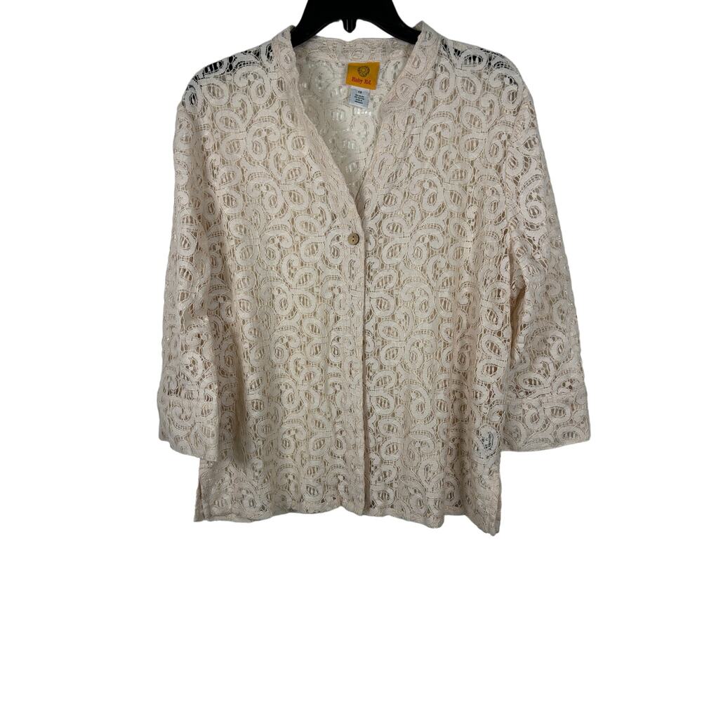 Ruby Rd. Women's Cream Lace Cardigan